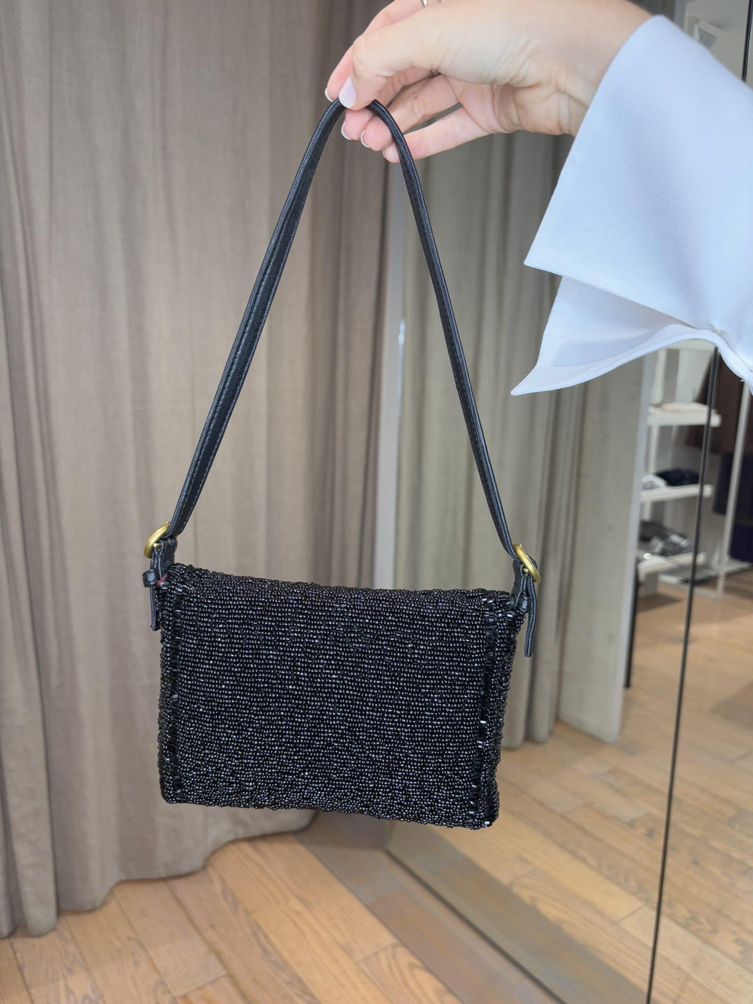 MINI BORSA NERA CON PERLINE BF0005-9124220000 MALIPARMI