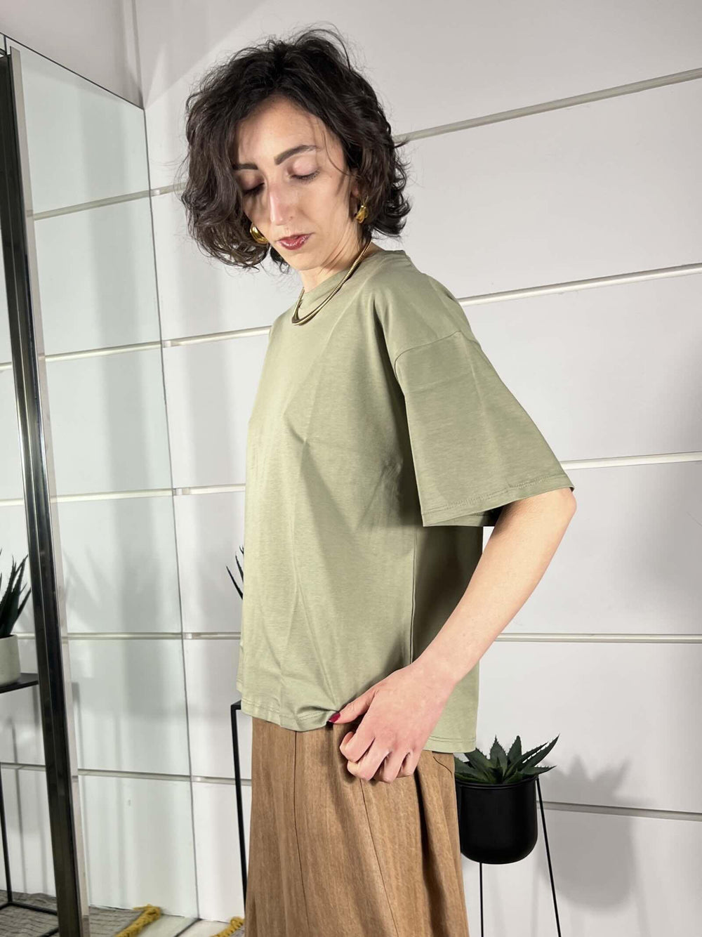 t.shirt over girocollo verde salvia 11935VERDE SALVIA SUSY MIX