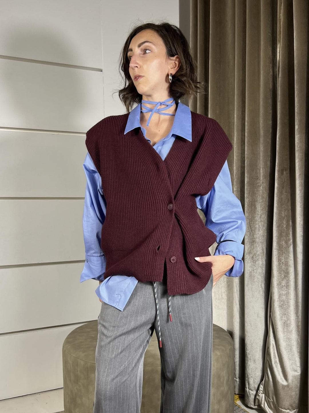 GILET VINO CON MAXI SPALLA, PUNTO PANNOCCHIA LFP-P003VINO HAVE ONE