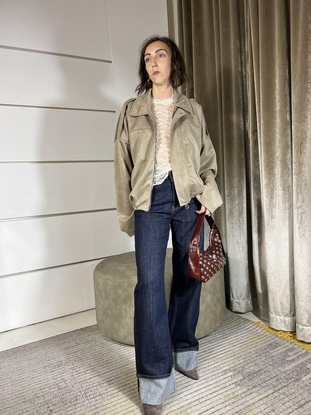 JEANS DENIM SCURO CON IMPUNTURE A CONTRASTO CON RIVOLTO NEL FONDO G01V0007DENIM PHILIA LOFT
