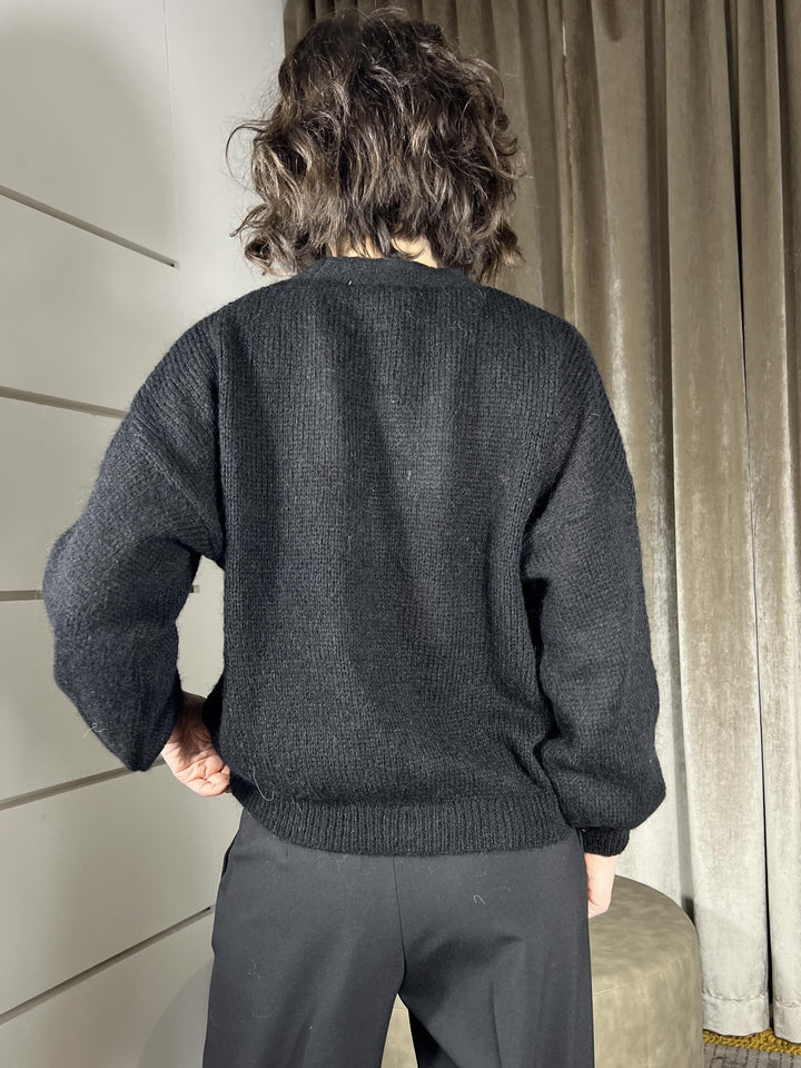 cardigan corto bottoni gioiello strass nero JHO-P147NERO HAVE ONE