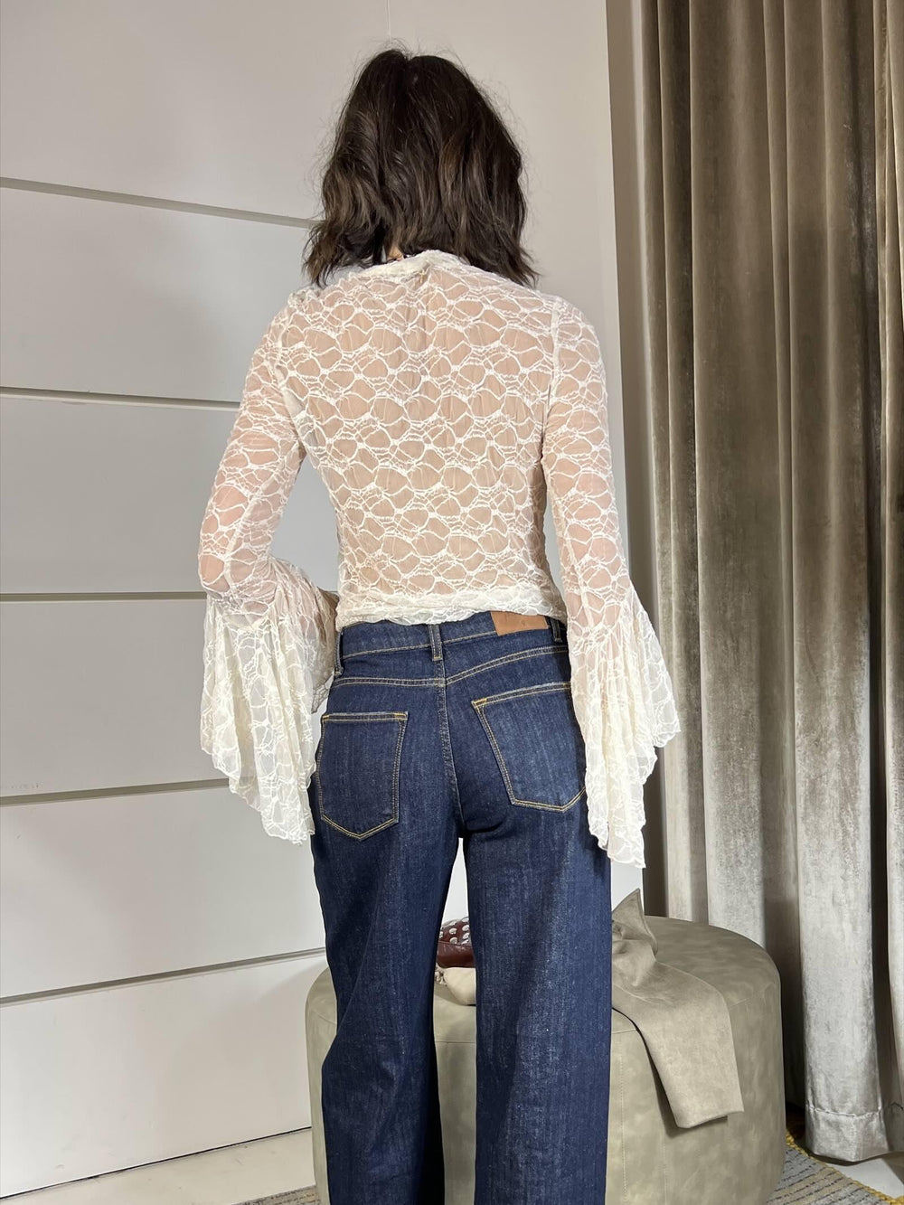 BLUSA IN PIZZO CON MANICA A CALLA BURRO D01E0181BURRO PHILIA LOFT