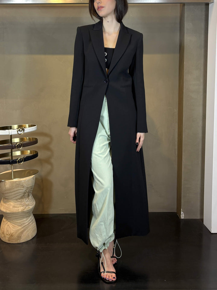 giacca lunga sfiancata monopetto nera 8O0222A6F5K103 PATRIZIA PEPE PREVIEW