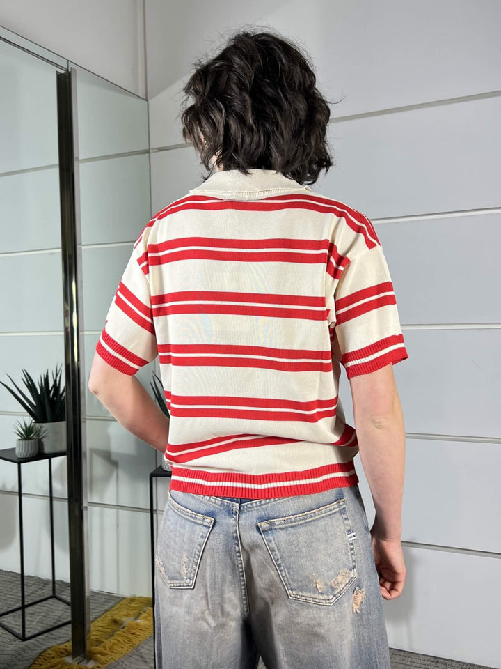 polo rigata panna e rossa W26130PANNA SUSY MIX