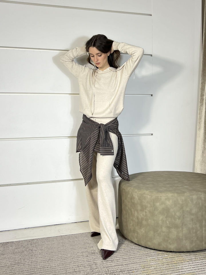 completo felpa con cappuccio e pantalone crema LN871225CREMA SUSY MIX