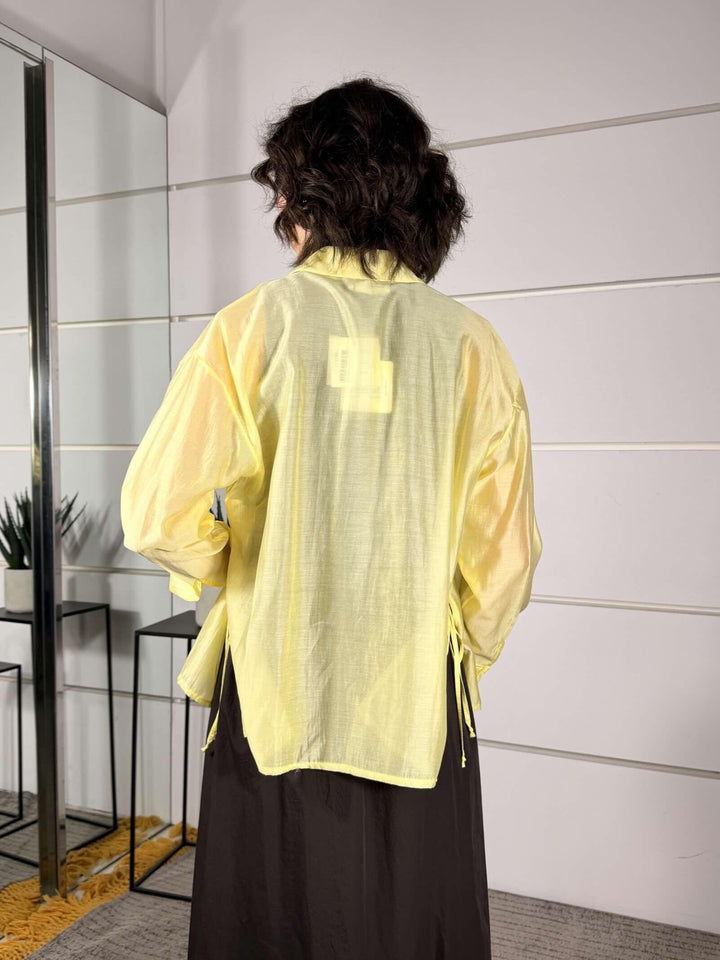 camicia in voille con lacci a lato gialla WCAM26SP1050GIALLO TWO WAY