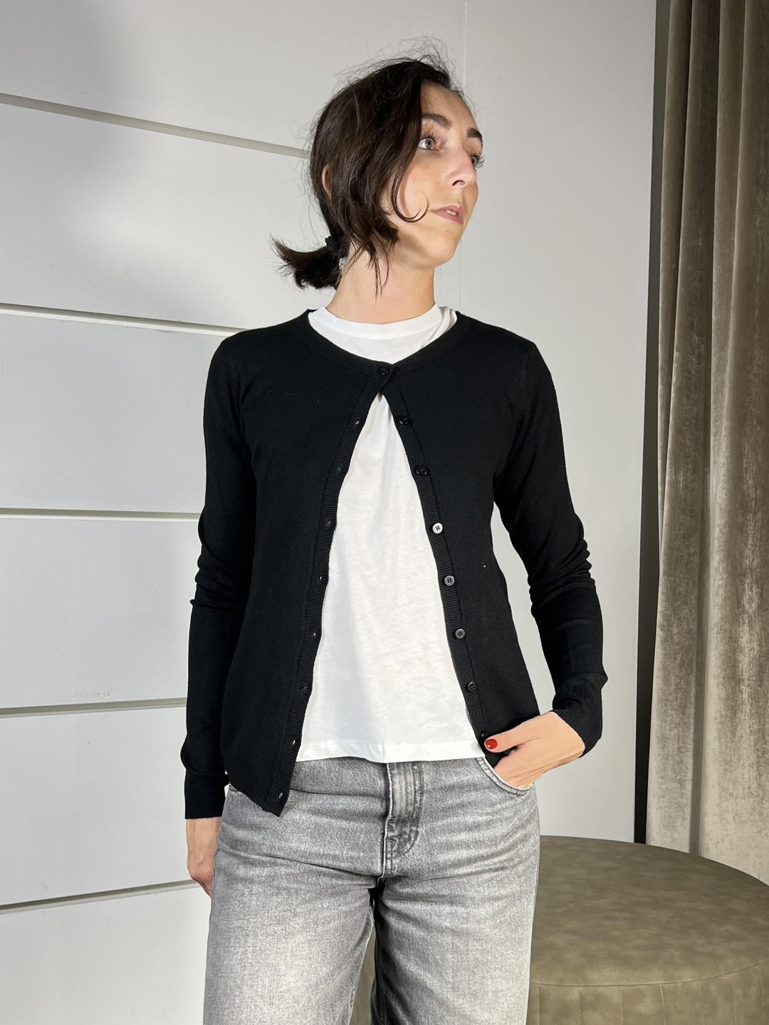 cardigan slim basico nero 250905NERO SUSY MIX
