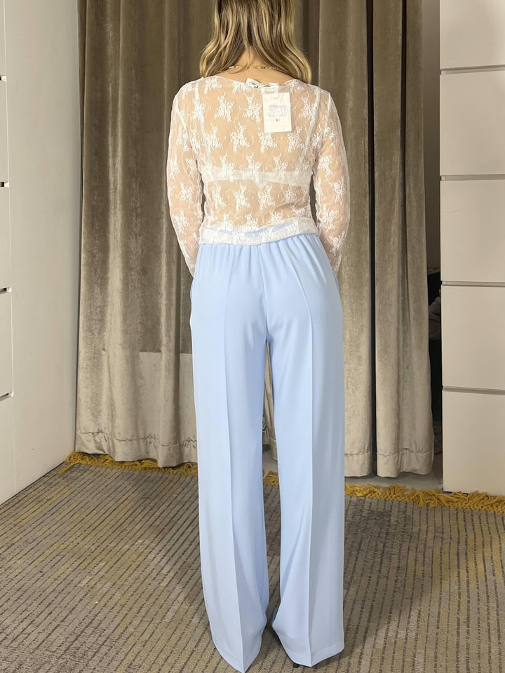 completo giacca con fiocco e pantalone a palazzo 30592CELESTE SUSY MIX