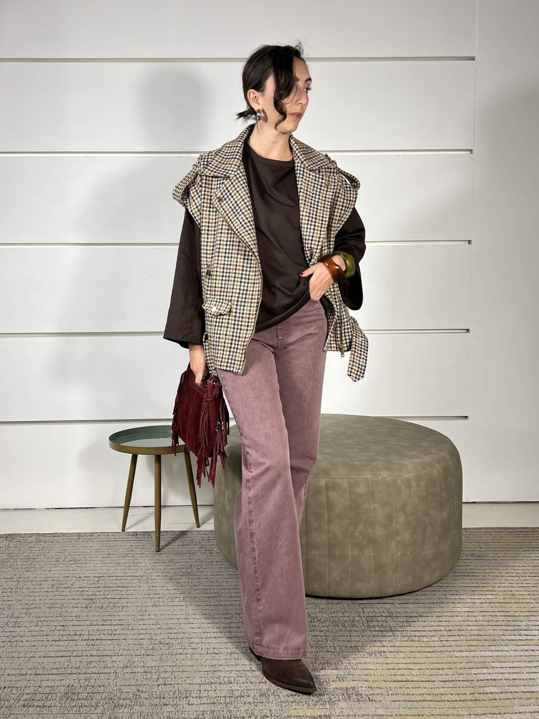 t-shirt girocollo con manica lunga ampia moro UF0169MORO VICOLO