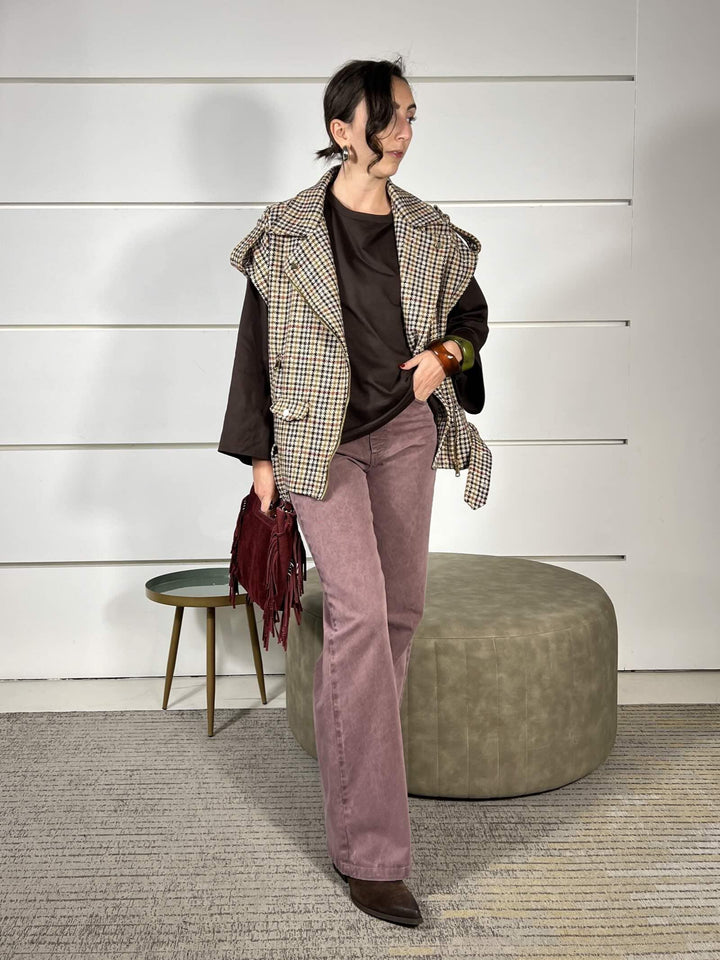 t-shirt girocollo con manica lunga ampia moro UF0169MORO VICOLO