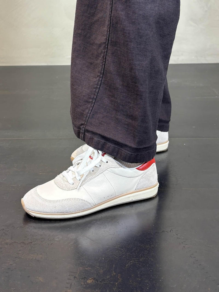 sneakers'93 in suede e pelle panna e rosse 2Z0074L150FG67 PATRIZIA PEPE PREVIEW