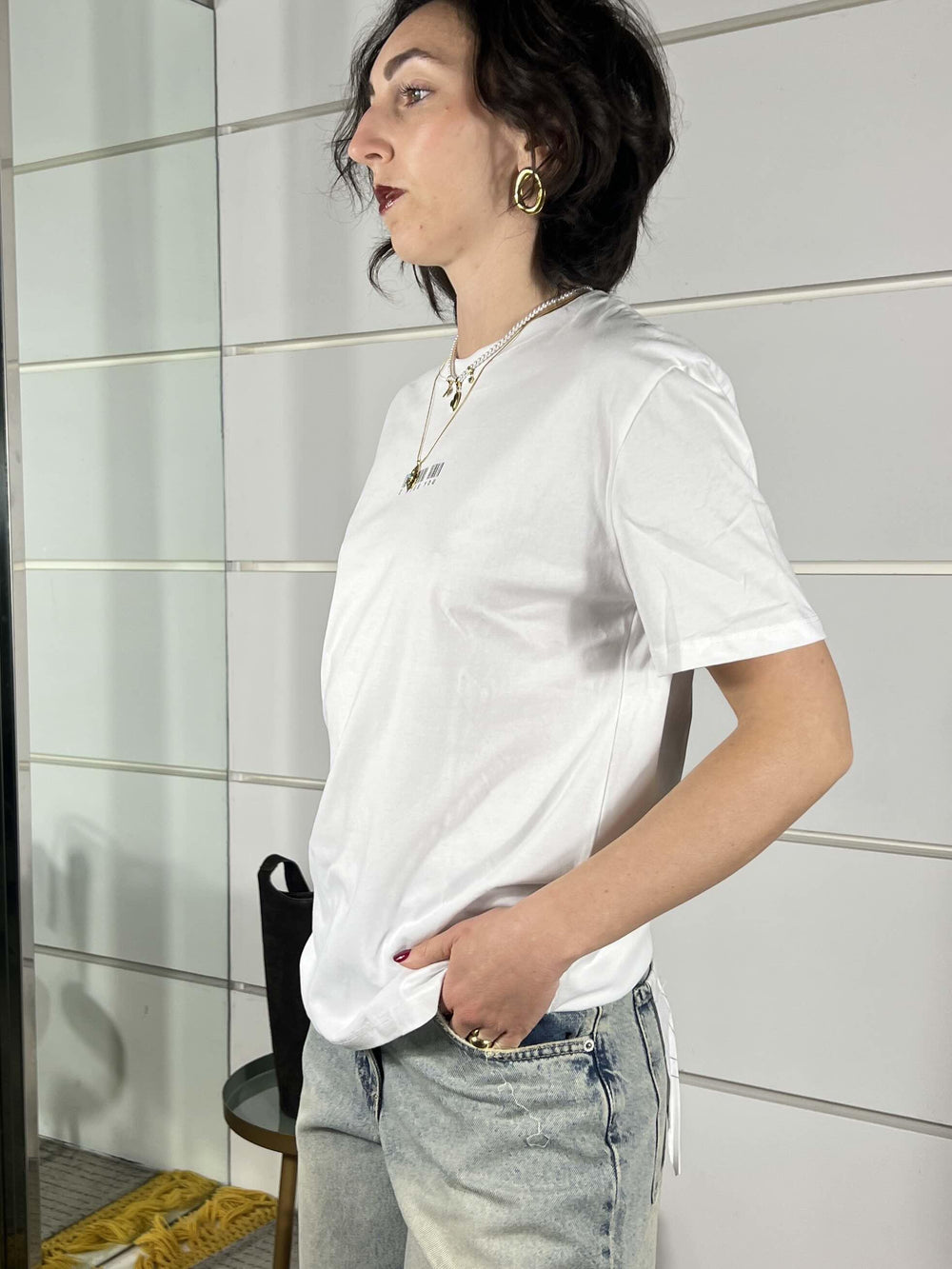 t-shirt bianca con scritta "I MISS YOU" LD5276BIANCO LUMINA