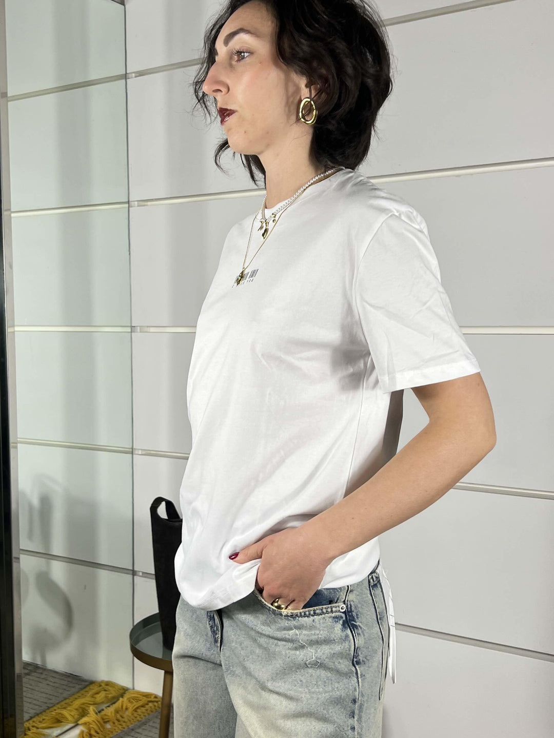t-shirt bianca con scritta "I MISS YOU" LD5276BIANCO LUMINA