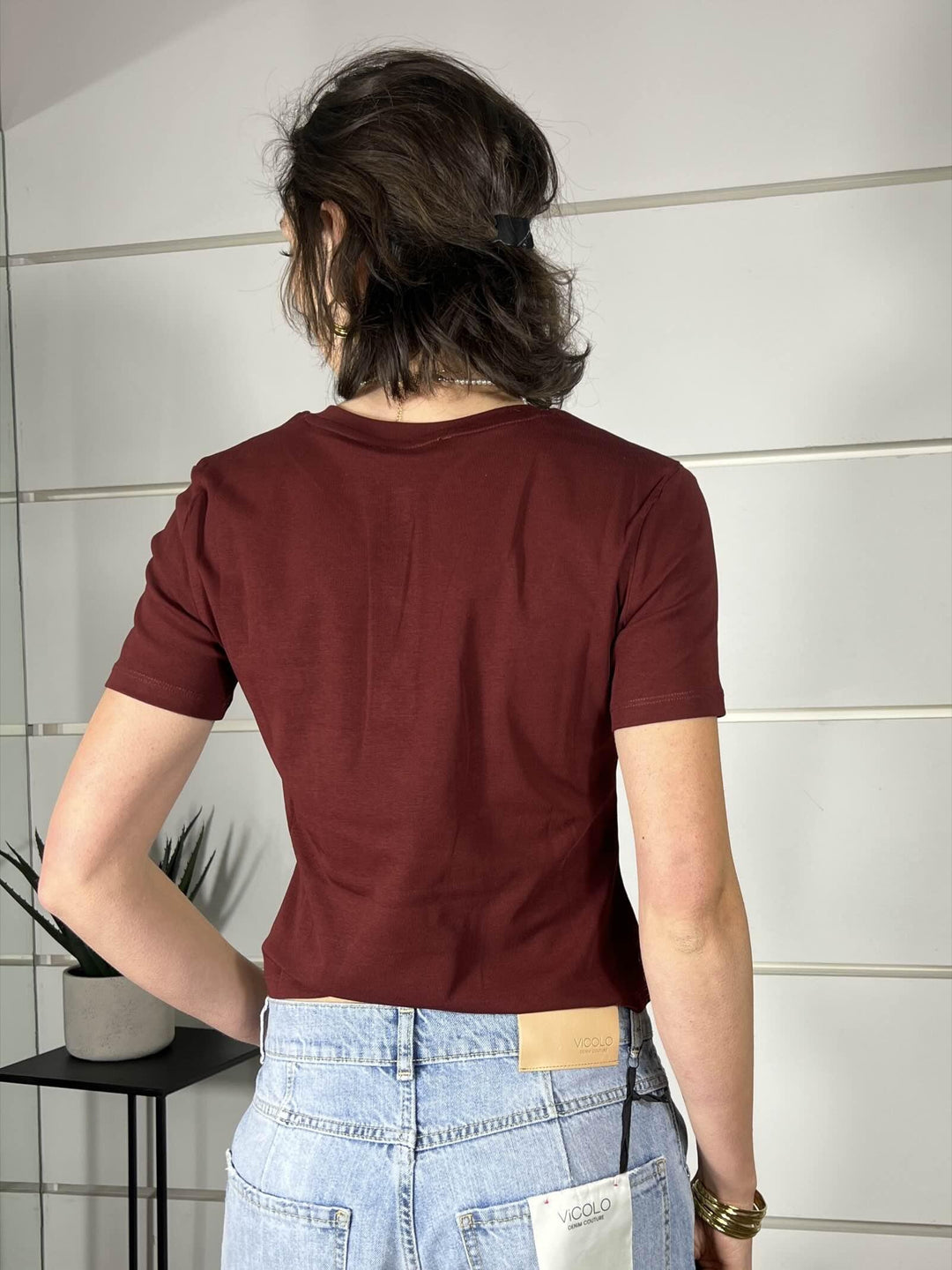 t-shirt bordeaux serafino manica corta LC260262BORDEAUX LUMINA