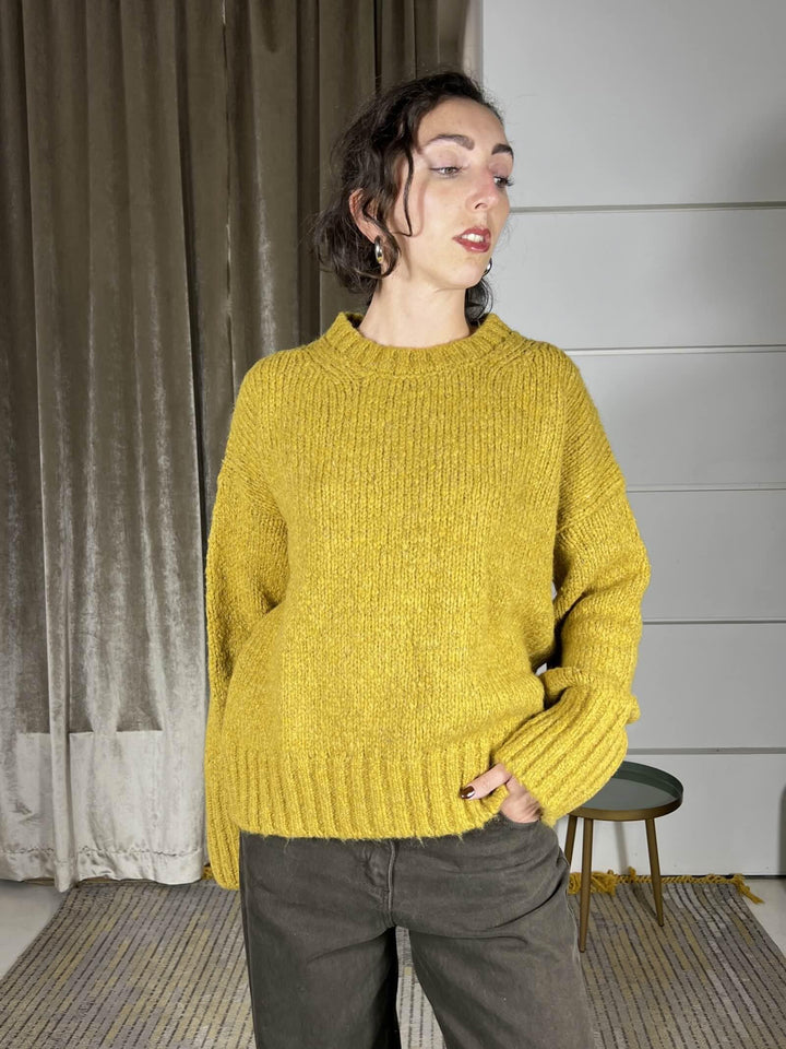 maglione girocollo in misto lana e alpaca ocra 33057FOCRA VICOLO