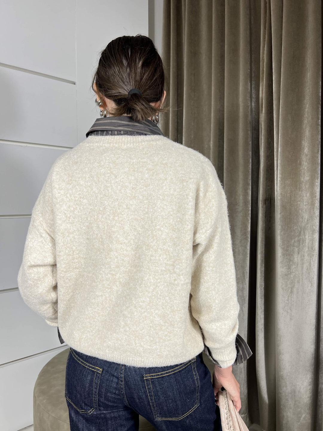 MAGLIONE PANNA CON SCRITTA SOHO MBD-P136PANNA HAVE ONE
