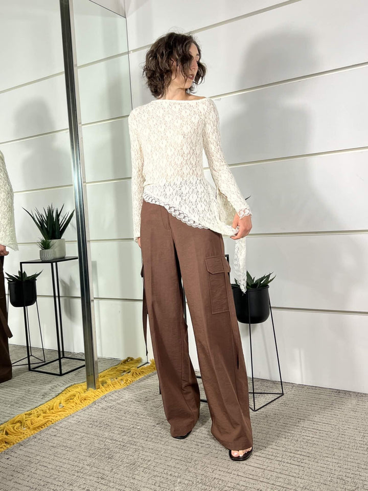 pantalone a palazzo cargo caffe SM222ACAFFE SUSY MIX