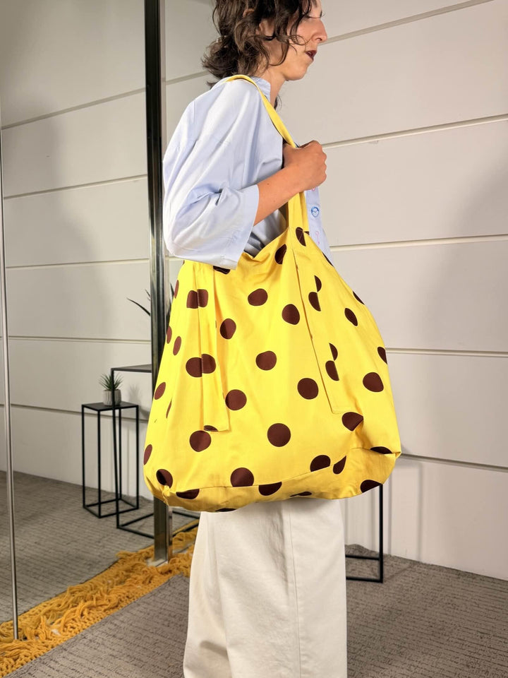 borsa a spalla gialla con pois moro LD5731GIALLO LUMINA