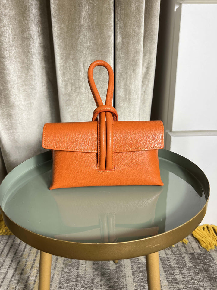 BORSA A NODO IN PELLE ARANCIO 200414ARANCIO FEMME CAFE SELECTION