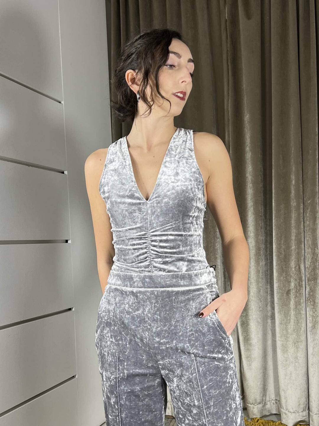 body in velluto martellato grigio chiaro 2M4485J343S733 PATRIZIA PEPE PREVIEW