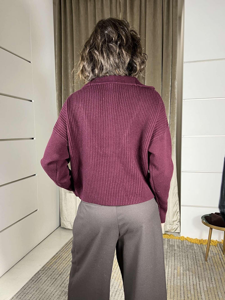 maglione con zip 100% lana vino WL794AI25VINO TENSIONE IN