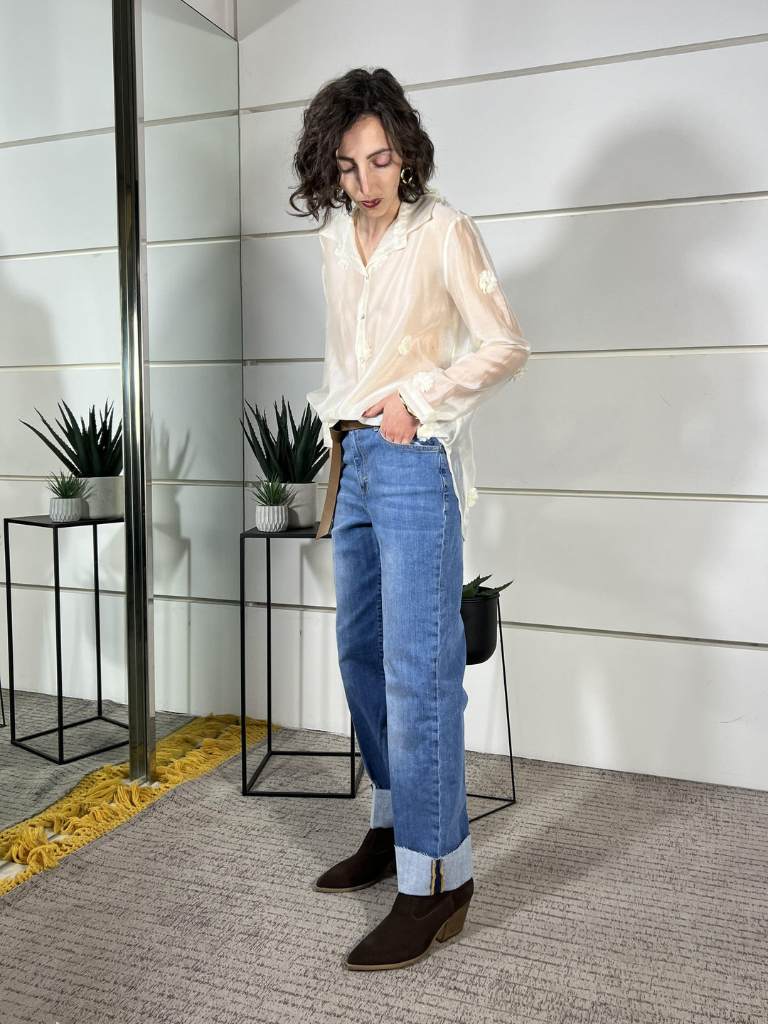 jeans mandy con cintura elasticizzato denim PLS-Q039DENIM HAVE ONE