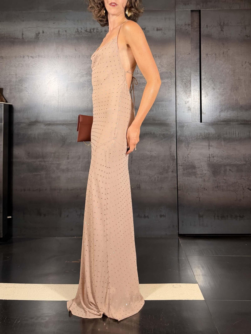 abito lungo rosa sfinge con strass FARROQ24 PINKO