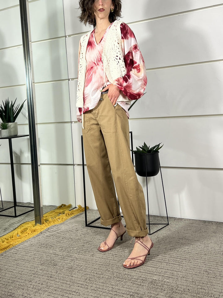 pantalone a ovetto con elastico nel retro cammello 58300GLCAMMELLO SUSY MIX