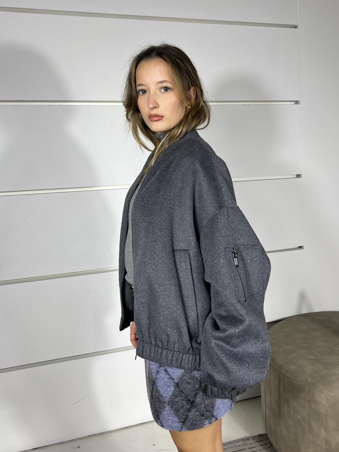 cappotto bomber 50 lana grigio hand made TF0076GRIGIO VICOLO