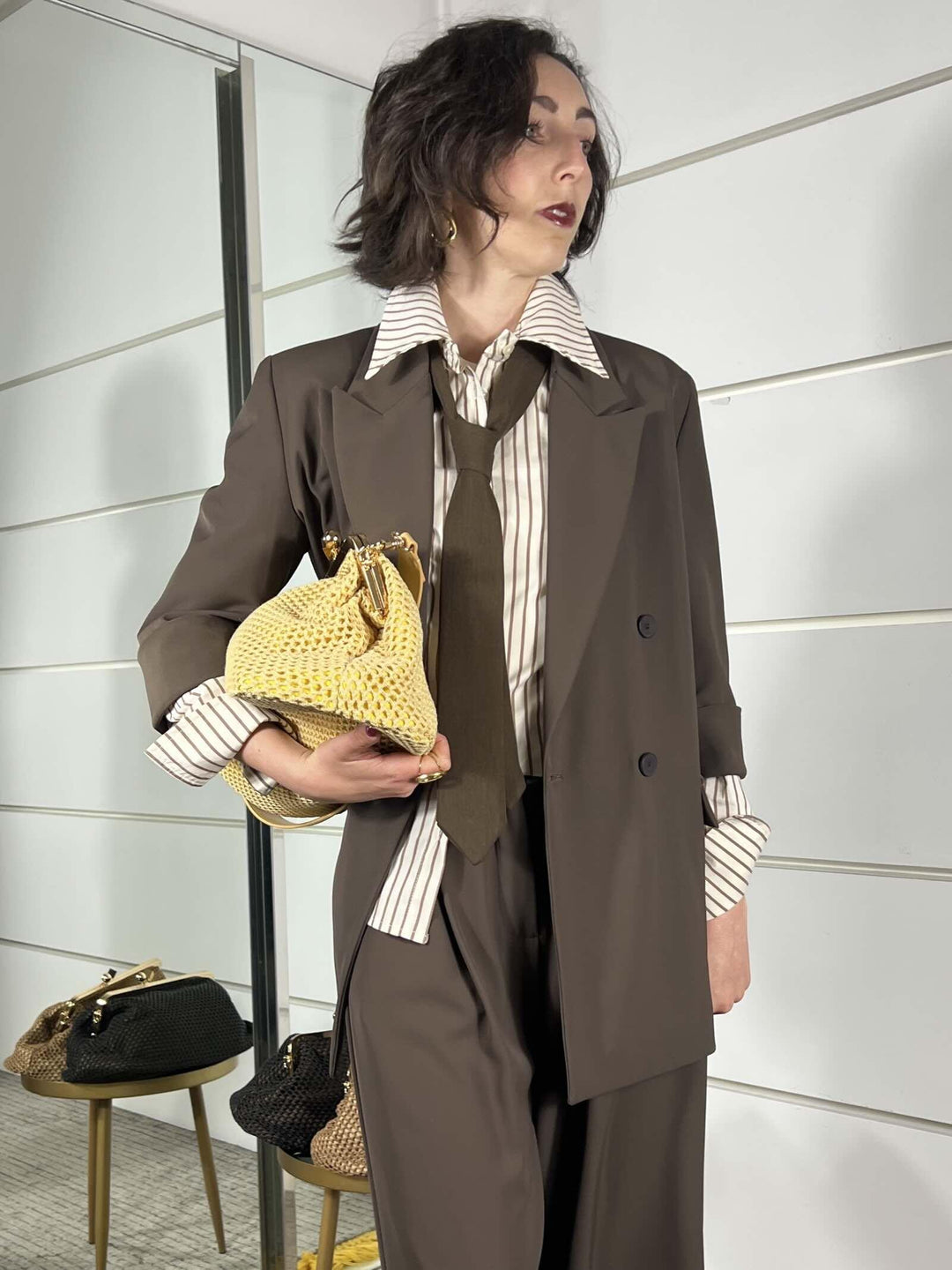 borsa clutch a rete gialla KSD52088YELLOW FEMME CAFE SELECTION