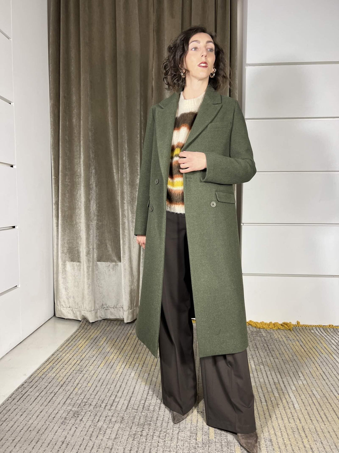 cappotto lungo doppiopetto regolare verde TF1796VERDE VICOLO