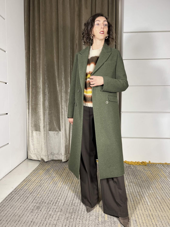 cappotto lungo doppiopetto regolare verde TF1796VERDE VICOLO