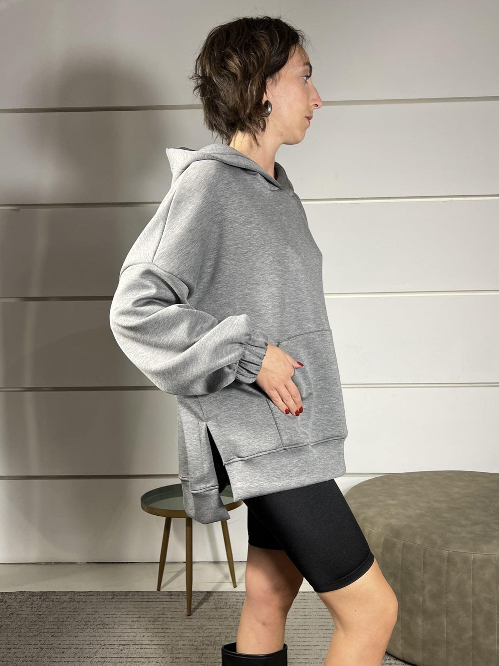 felpa con cappuccio grigia FDY-P020GRIGIO HAVE ONE