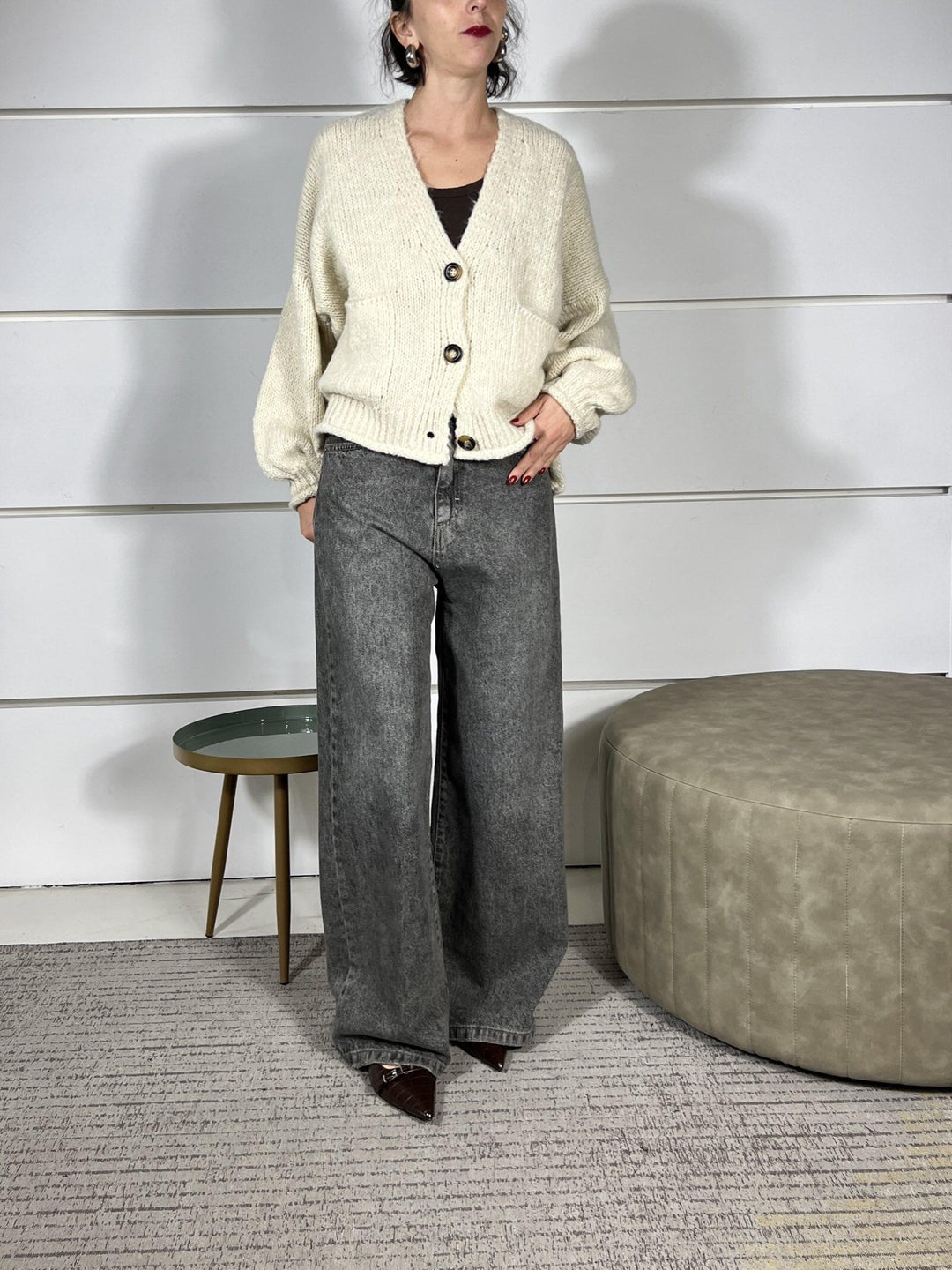 cardigan over 3 bottoni calce in misto lana JIT-P020CALCE HAVE ONE
