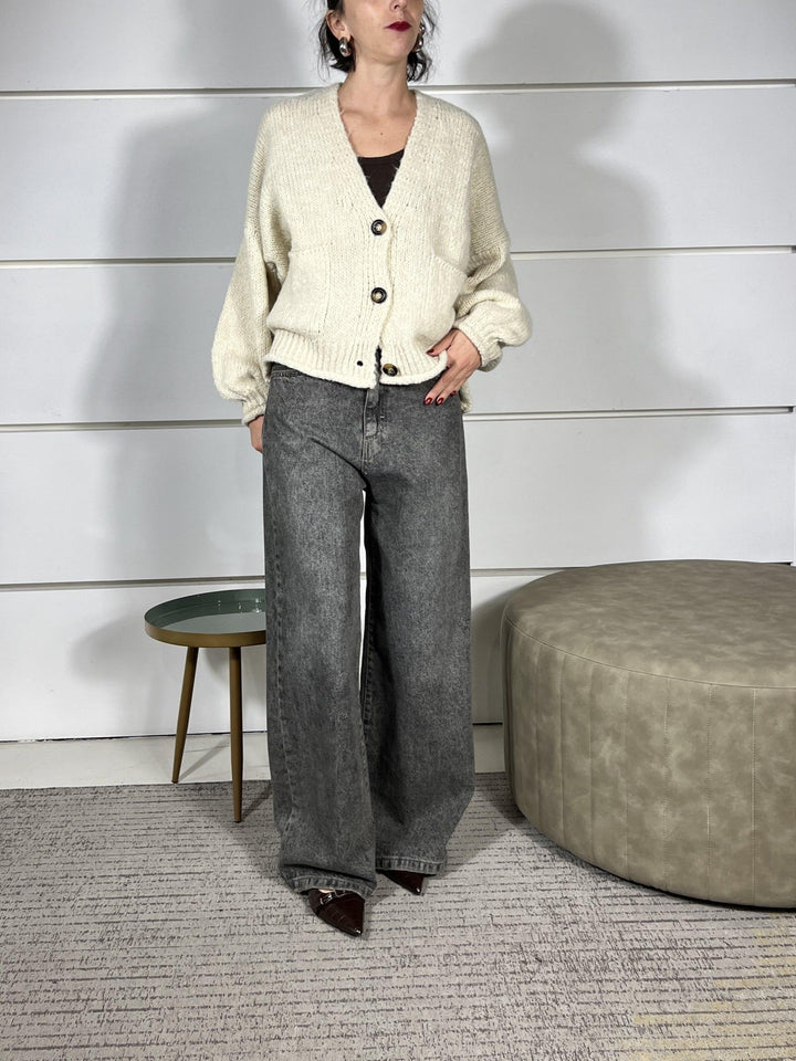 cardigan over 3 bottoni calce in misto lana JIT-P020CALCE HAVE ONE