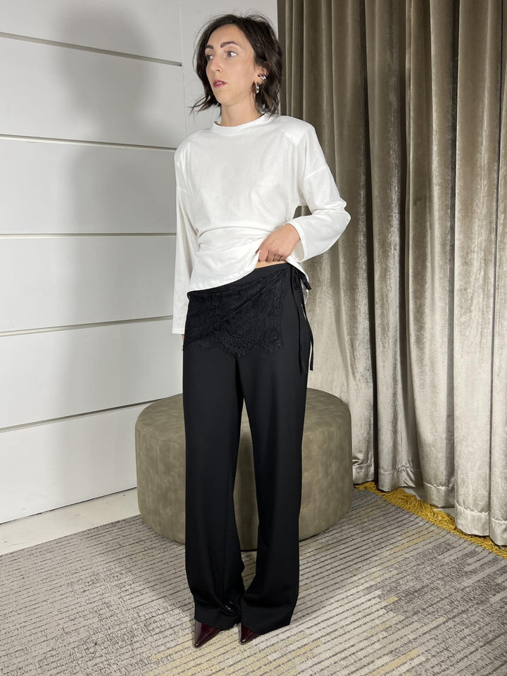 pantalone con fusciacca in pizzo nero 607420NERO SUSY MIX