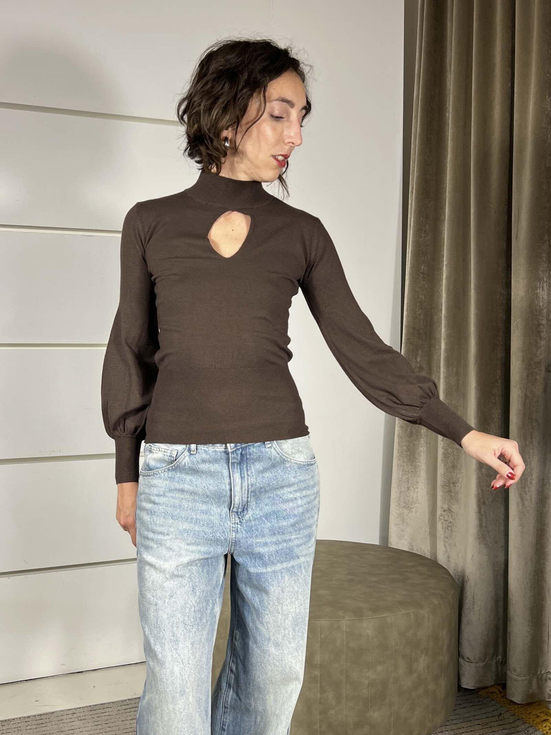 maglia a  lupetto con goccia moro 250911MORO SUSY MIX
