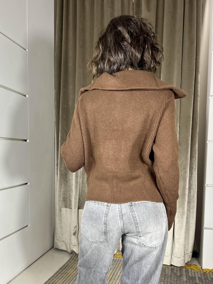 maglione con zip e tasca a patta moro 251871MORO SUSY MIX