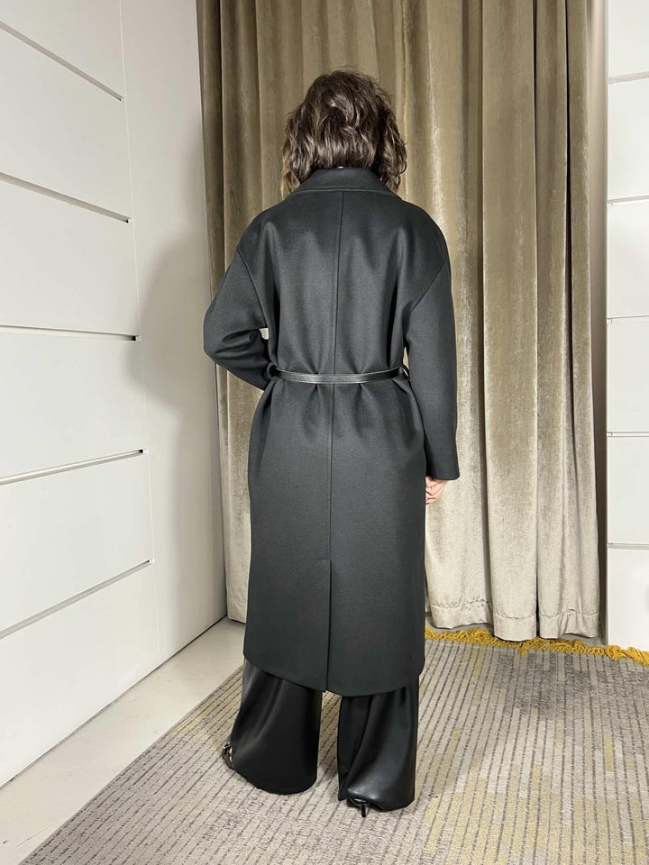 CAPPOTTO NERO OVER DOPPIOPETTO CON CINTA KH36KEY1900 IMPERIAL