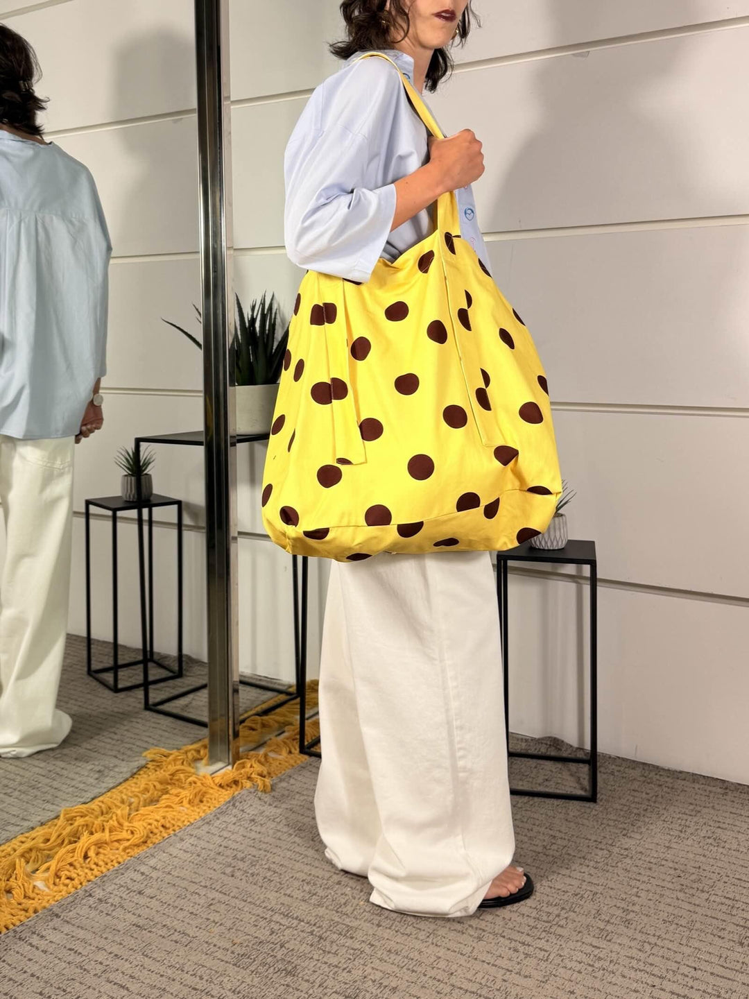 borsa a spalla gialla con pois moro LD5731GIALLO LUMINA
