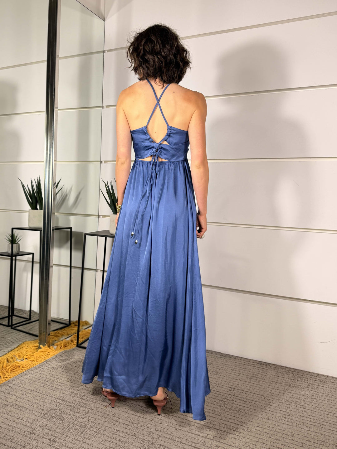 abito indaco lungo satin WAB26ZEA8586INDACO TWO WAY