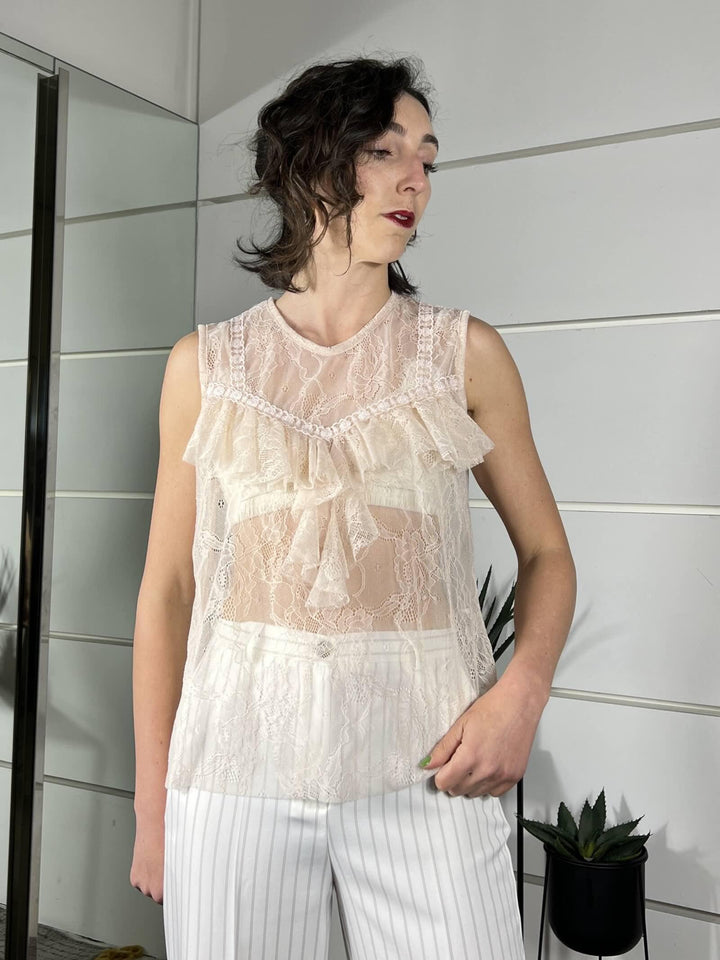 canotta con pizzo e con passamaneria rosa 56167ROSA SUSY MIX
