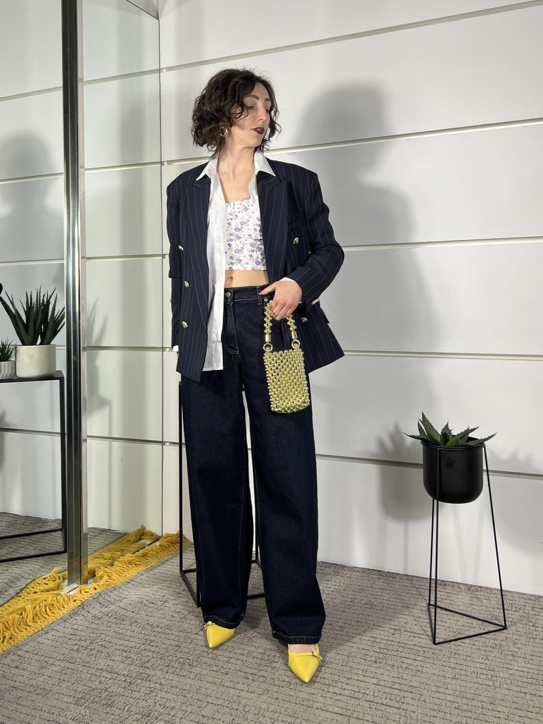 borsa con perle oro, con tracolla a catena B2690ORO FEMME CAFE SELECTION