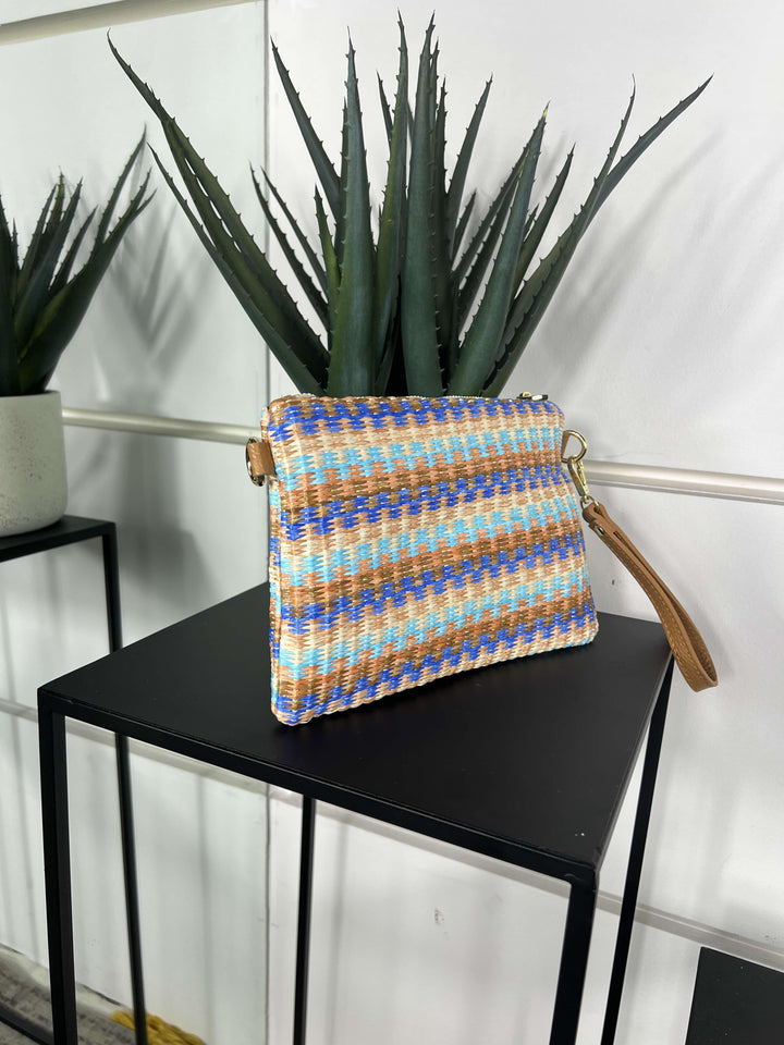 borsa in rafia Oceania a mano con tracolla in pelle regolabile RF-B0190OCEANIA FEMME CAFE SELECTION
