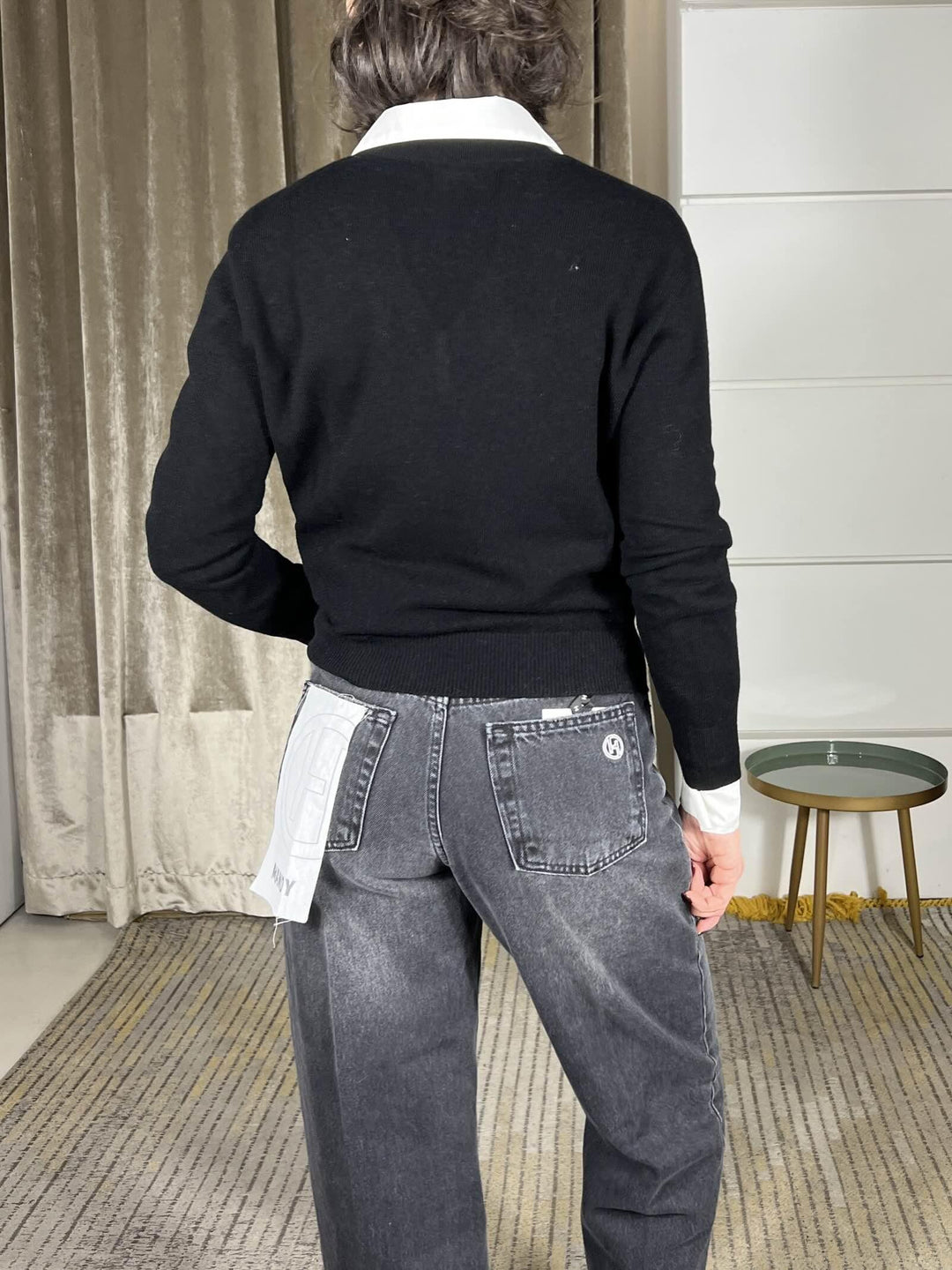 maglione 100% lana scollo a v nero WL180AI25NERO TENSIONE IN