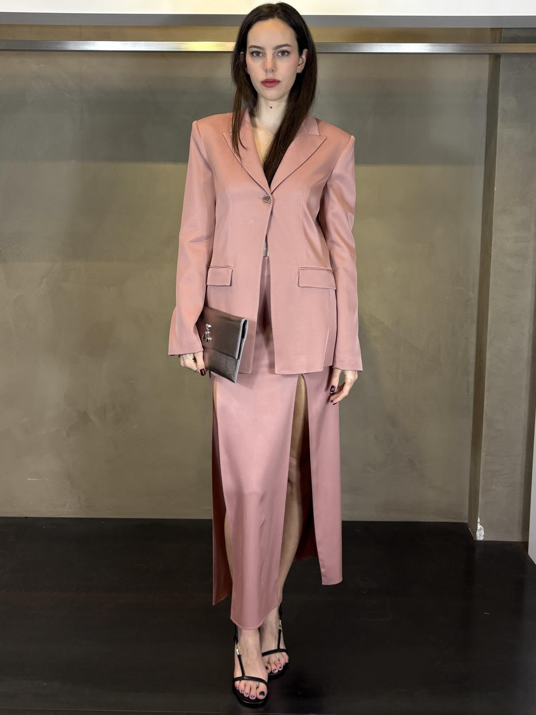 blazer in raso con cut out rosa antico 2S1551A736B885 PATRIZIA PEPE MAIN