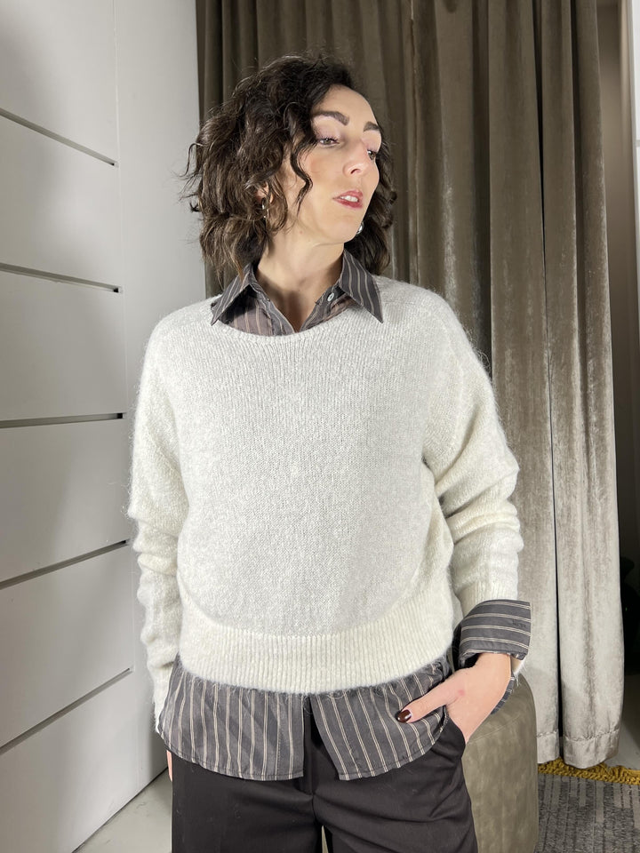 maglione crop in misto mohair crema DM114AI25CREMA TENSIONE IN