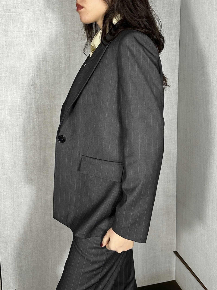 giacca monopetto gessata grigia ICIF4221 CARLA G