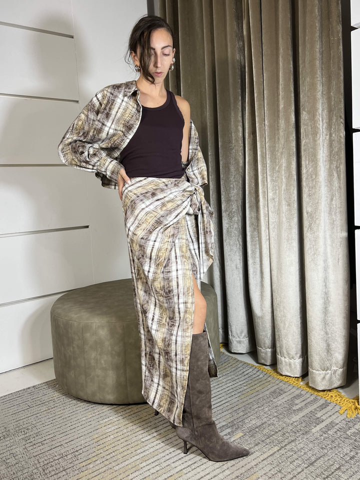 GONNA LUNGA A SCACCHI CON NODO TF0293MORO/BEIGE VICOLO