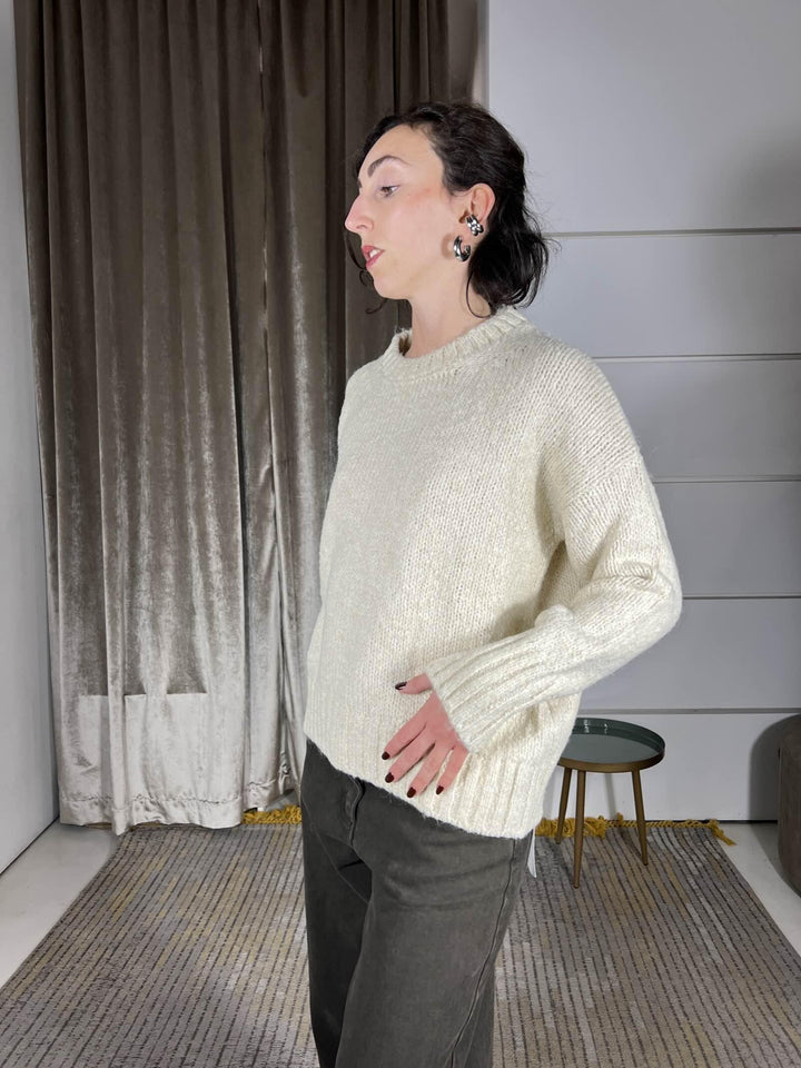 maglione girocollo in misto lana e alpaca burro 33057FBURRO VICOLO